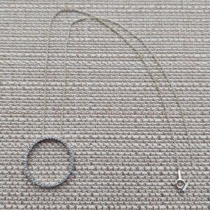 16 Inches Sterling Silver Small Genuine Diamonds Circle Necklace A4216